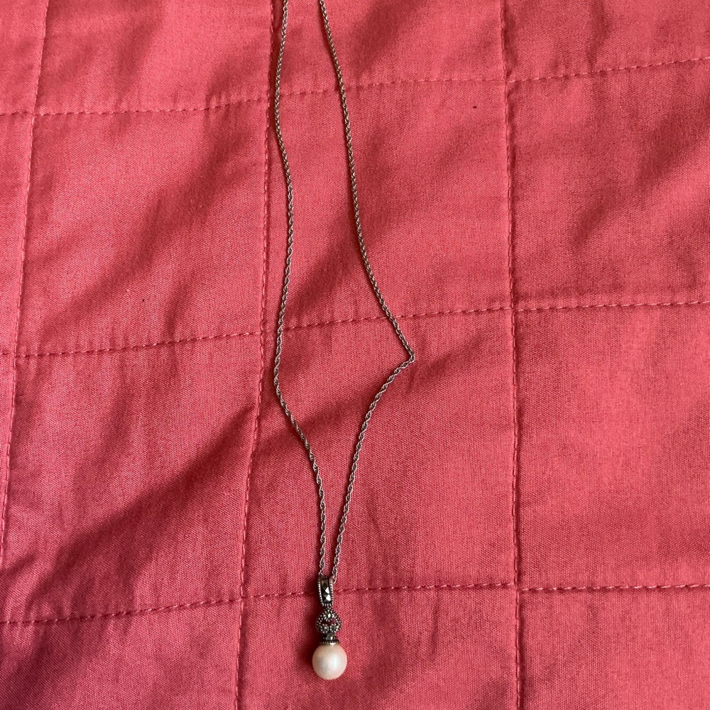 Judith Jack Silver and White Teardrop Necklace